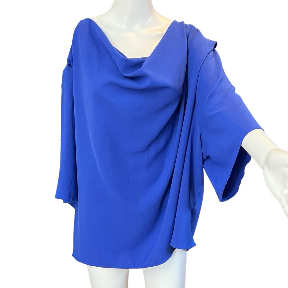 Womens Royal Blue Cowl Neckline Top Sz. 2X.